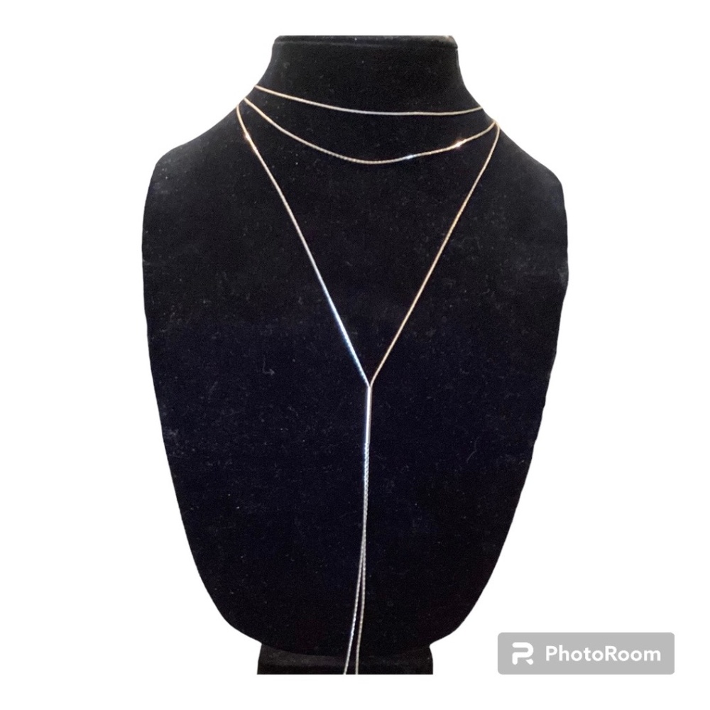H&M 17” Silver Tone Fashion 3 Layer Necklace